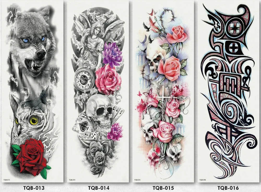 Temporary Full Arm Tattoo Stickers Waterproof For Halloween Party_voghion.com