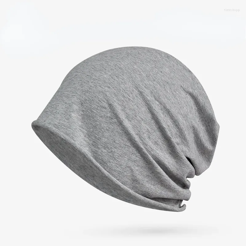 Bandanas hattar mössor för män kvinnor unisex höst sommar beanie bomull fast färg elastisk motorhuv hip hop baggy cap manlig kvinnlig tunn