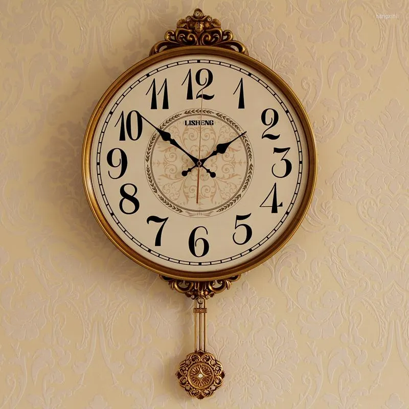 Relojes de pared Reloj Vintage de péndulo para sala de estar, Reloj grande silencioso, decorativo, cocina, Shabby Chic, decoración del hogar, ZB6WC