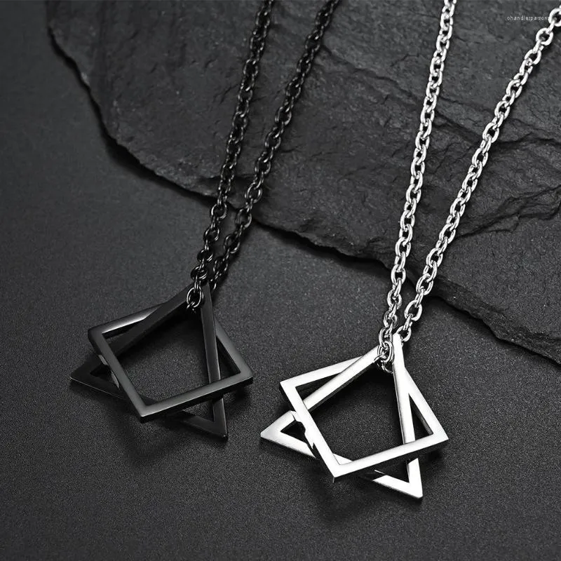 Hanger kettingen eenvoudige geometrische vierkante driehoek ketting lange keten minimalistische hiphop voor mannen vrouwen minnaar cool sieraden