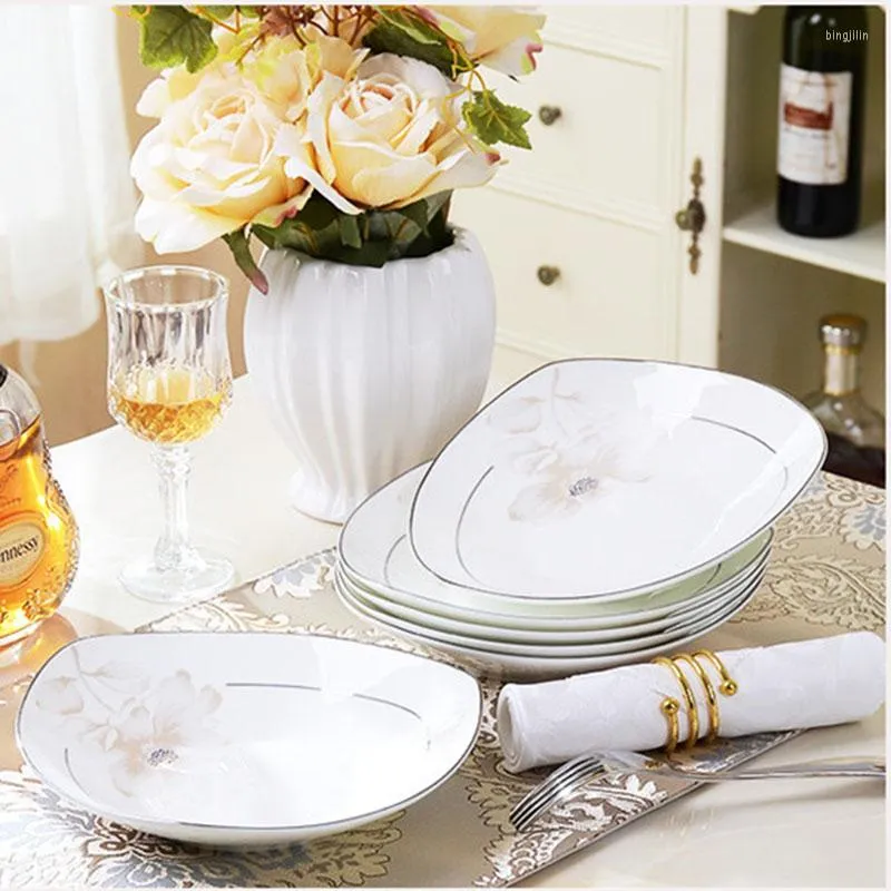 Plates Vintage Flower Marble Effect Dinner Set Porcelain Bone China  Breakfast Ceramic White Vajilla Completa Kitchen Utensils From Bingjilin,  $77.87