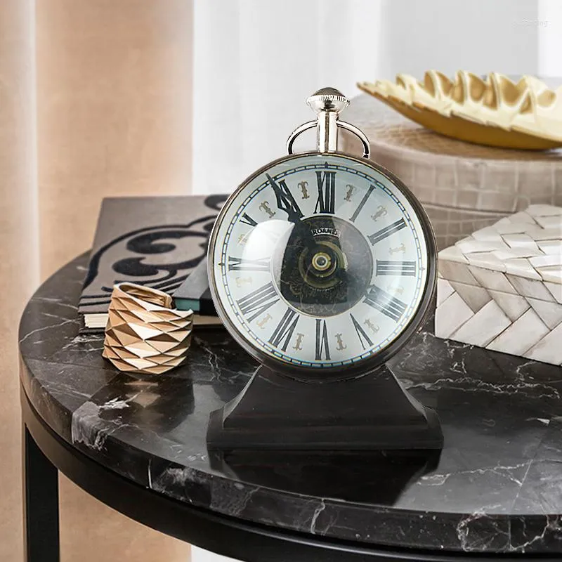 Marble Table Clock Vintage Clock Antique Retro Pure Copper Double Sided