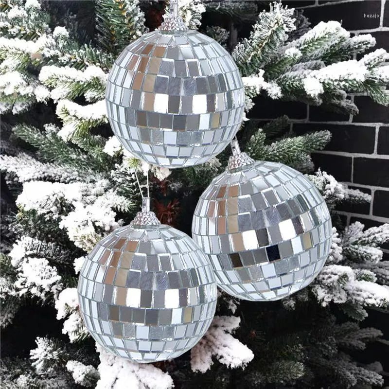 Decoração de festa 3/4/10cm Mini Christmas Mirror Ball Bolas de vidro laser Bolas de vidro de Natal pendurado ornamento de disco