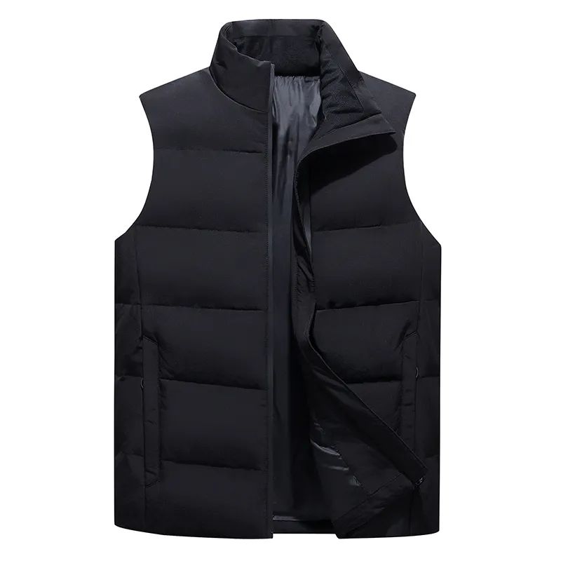 겨울 남자 parkas vest white duck down jackets 따뜻한 두껍게 남성의 캐주얼 양복 조끼 단색 파카 조끼 야외 옷