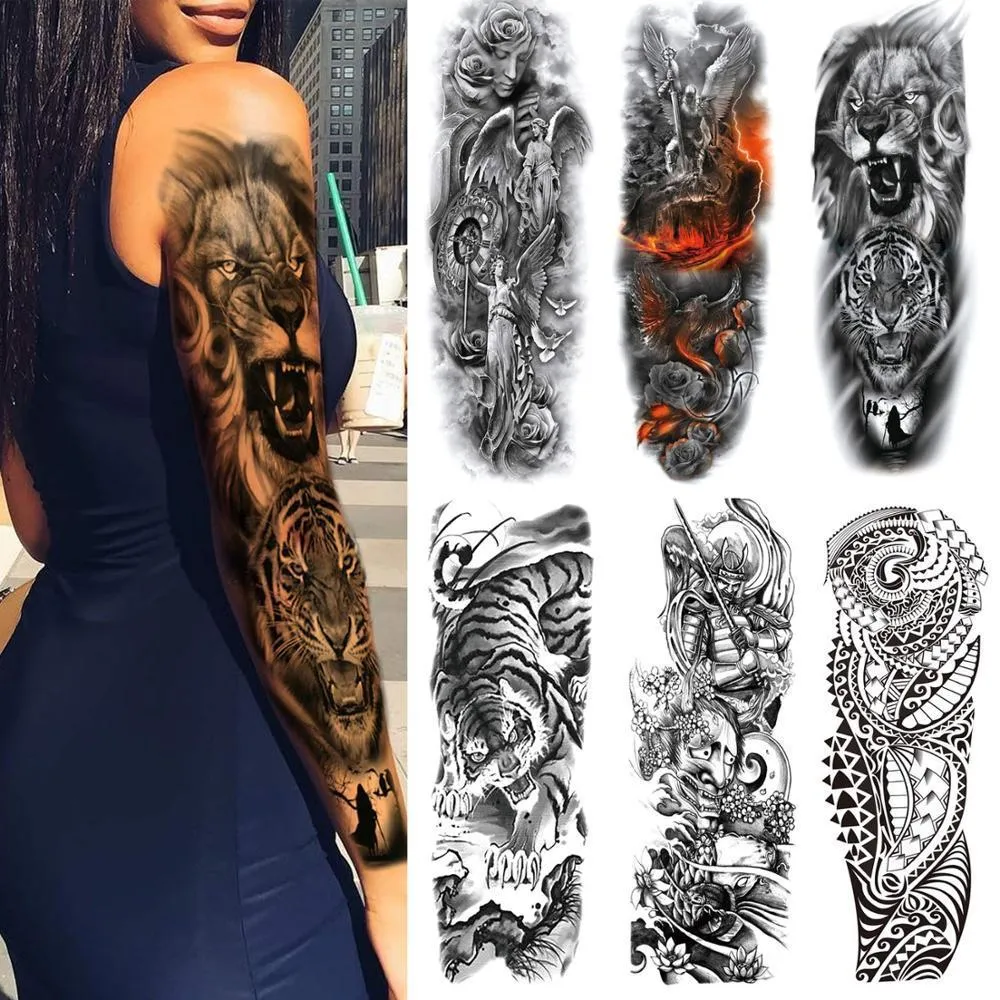 Temporary Tattoos 10 20 Pcs Full Arm Stickers Waterproof For Women Men Halloween Party Masquerade 220930_voghion.com