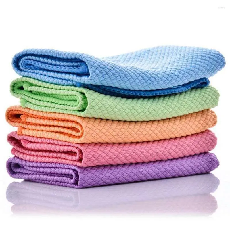 Car Sponge 5pcs Microfiber Cleaning Cloth With Fish Scale Surface Design Premium Super Absorbent No Residue Dish