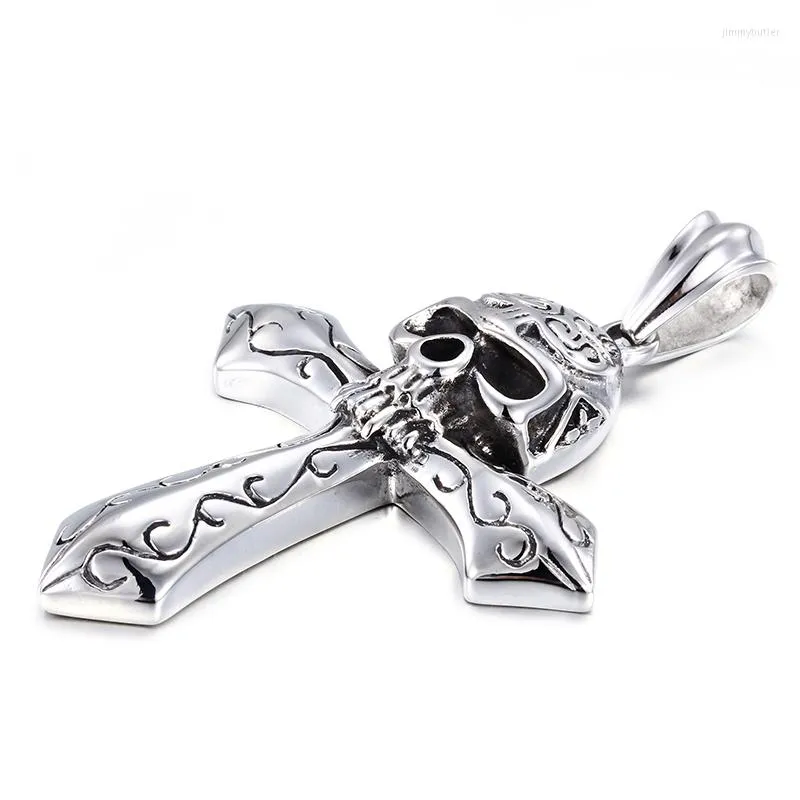 Chains Drop Casting 316L Stainless Steel 40 61MM Large Skull Cross Pendant Necklace High Quality