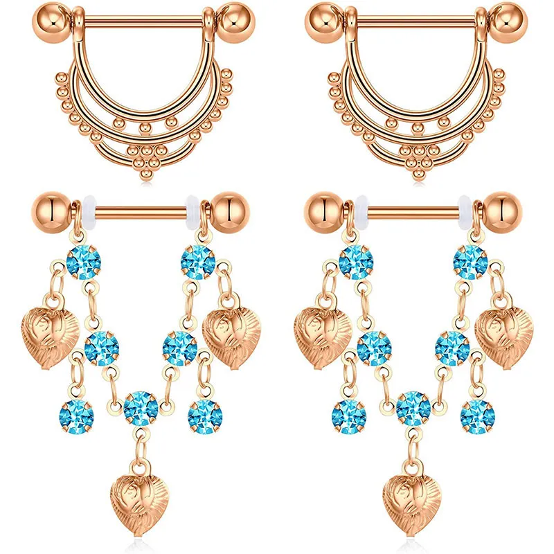 DHgate.com:14G Stainless Steel Opal CZ Belly Chains Labret Lip Piercing
