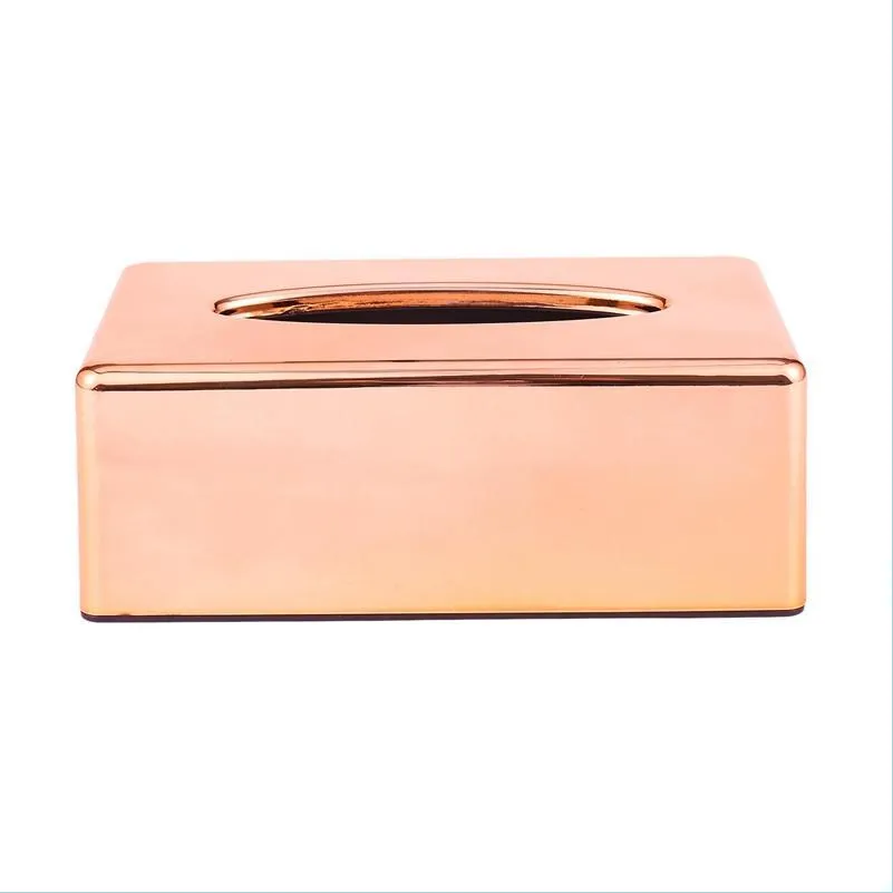 Scatole di fazzoletti Tovaglioli Cremagliera di carta Elegante Royal Rose Gold Car Home Rec Scatola a forma di contenitore Porta tovaglioli Consegna di goccia 2021 Garden Ki Dhxsh