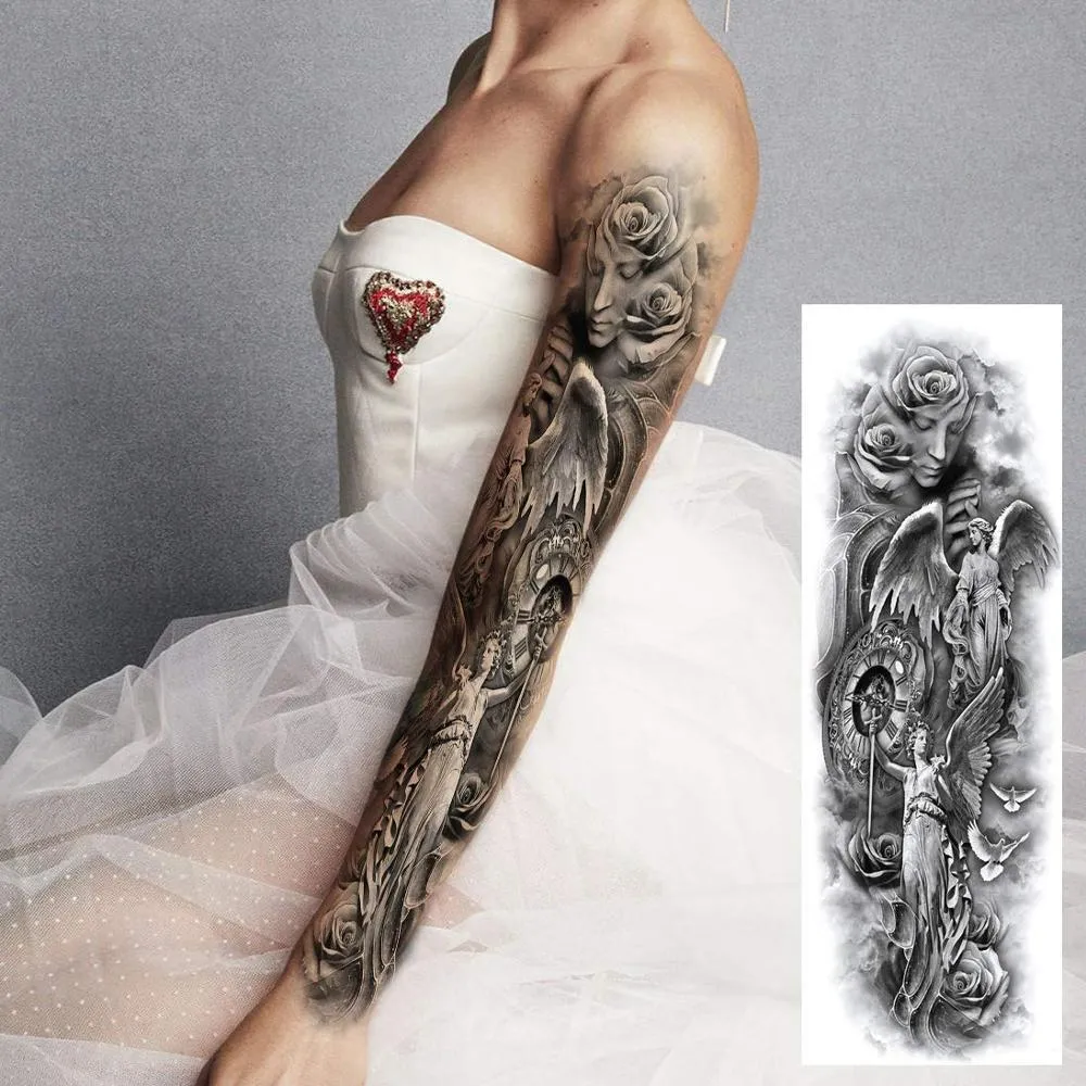 Temporary Tattoos 10 20 Pcs Full Arm Stickers Waterproof For Women Men Halloween Party Masquerade 220930_voghion.com