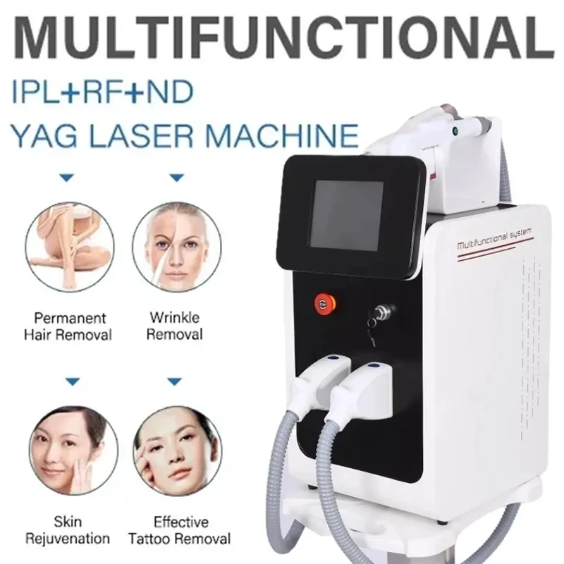 Beauty Items Hotsale CE-Authentifizierung Helle Hautverjüngung Tragbares Multifunktions-IPL / RF / Nd 3 in 1 Yag-Lasermaschine