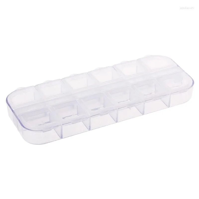 Storage Bottles H7EA 12 Grid Plastic Paillette Rhinestone Nail Art Tool Box Jewelry Container