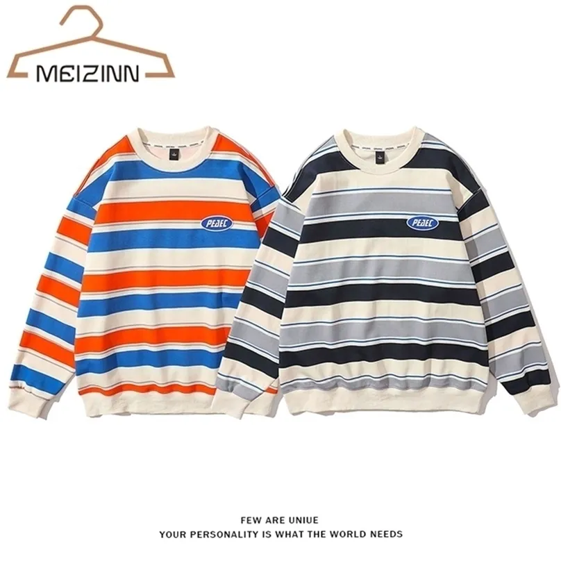 Sweats à capuche masculine Sweatshirts surdimensionnés Spring Hip Hop Streetwear Colorful Stripes Femmes Harajuku Couple Retro Retro Korean Hoodie 220929