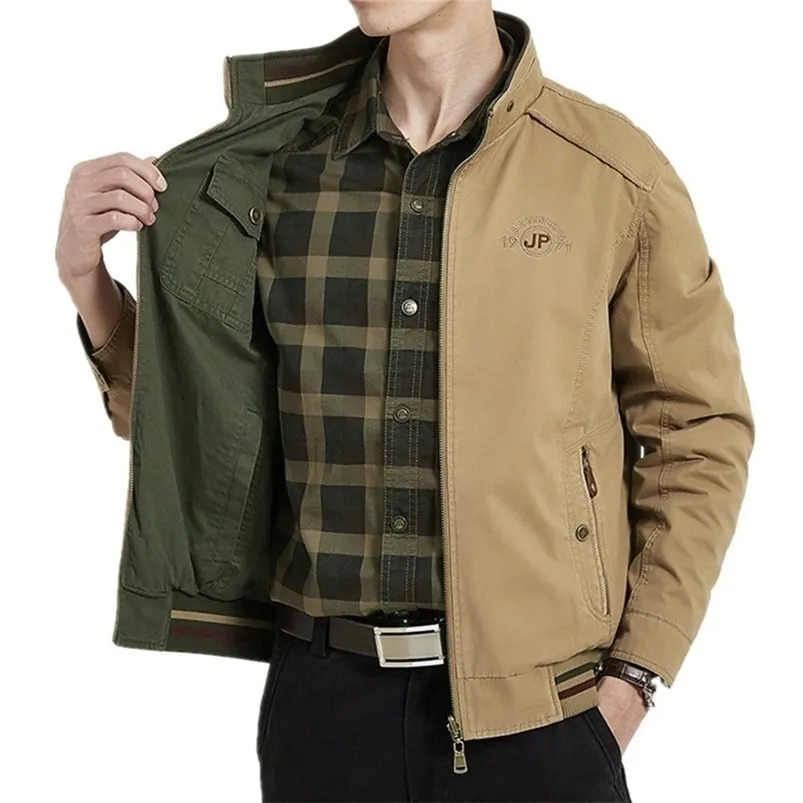 Men's Jackets Brand Double-sided Military Jacket Men 7XL 8XL Spring Autumn Cotton Business Casual Multi-pocket chaquetas hombre 220930