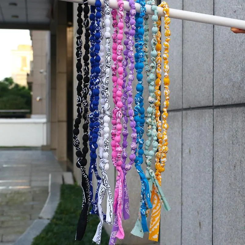 Hänge halsband aensoa bohemia färgglada tryck tyg akryl pärlor bandana för kvinnor handgjorda etniska långa halsbandsmycken gåvor