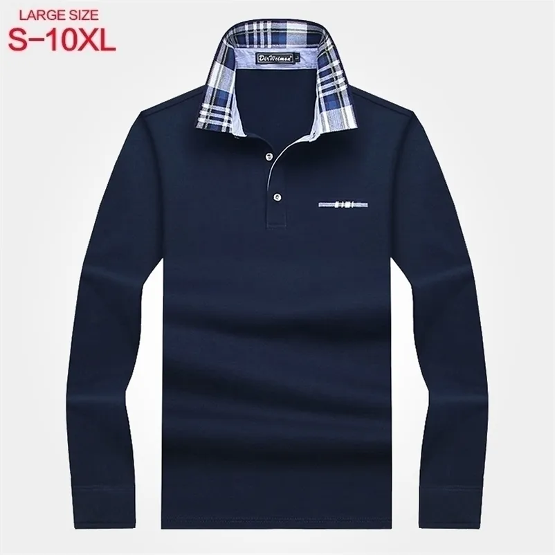 Polos pour hommes Polo à manches longues automne revers affaires décontracté ample grand dessus de couleur unie porter 220929