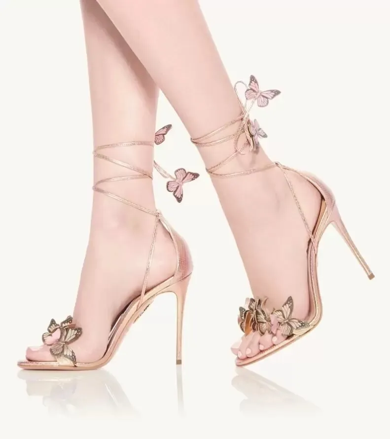 High Heels Sandals Dress Shoes Super Quality Designer 105Mm Colors Butterfly Sexy Lady Wedding Bride Heeled Ankle Strap Thin Heel With Originals Box Papillon Sandal