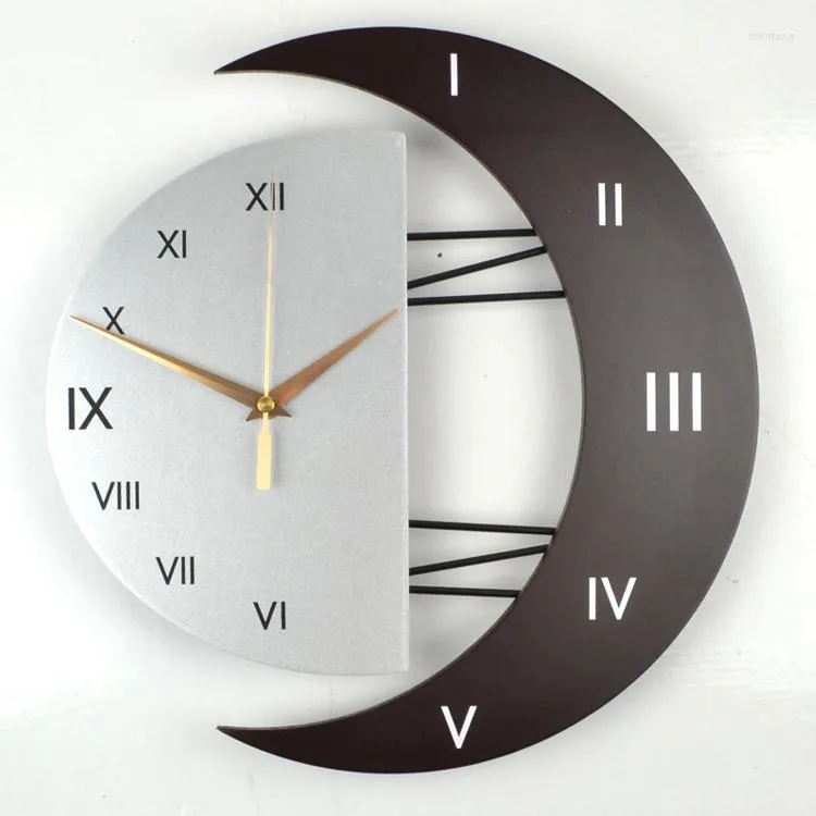 Horloges murales créatives horloge lune Quartz Simple romain salon Design moderne Zegary Scienne maison porche décoration 60ZB