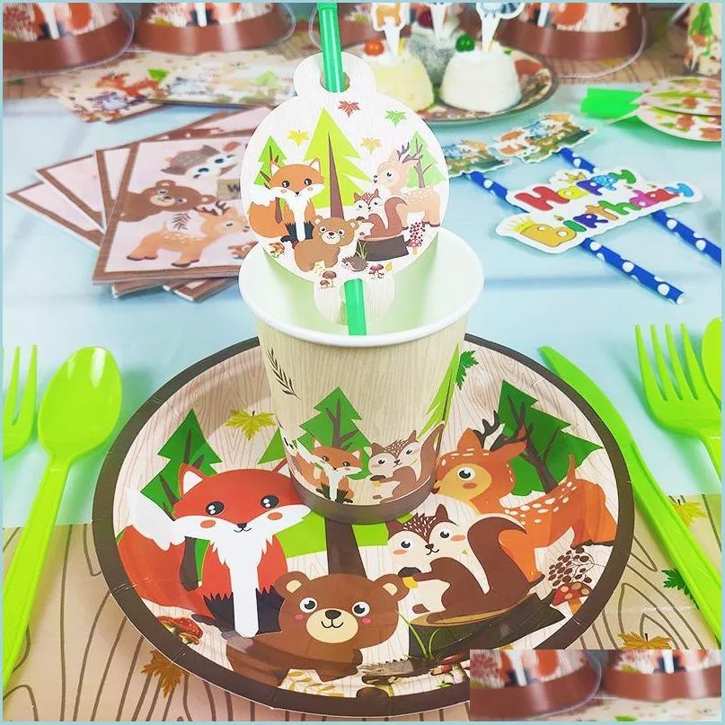 Party Decoration Woodland Animals Jungle Safari Birthday Decor Creatures Animal Forest Supplies Drop Delivery 2021 Home Garden Festiv Dhsmd