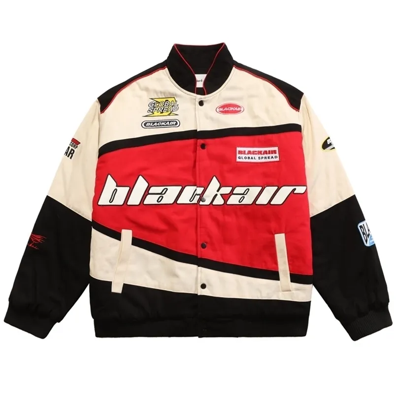 Herrjackor hiphop motorcykeljacka streetwear brev broderi lapptäcke puffer vinter harajuku mode tjock varm bombplan pilotrock 220930