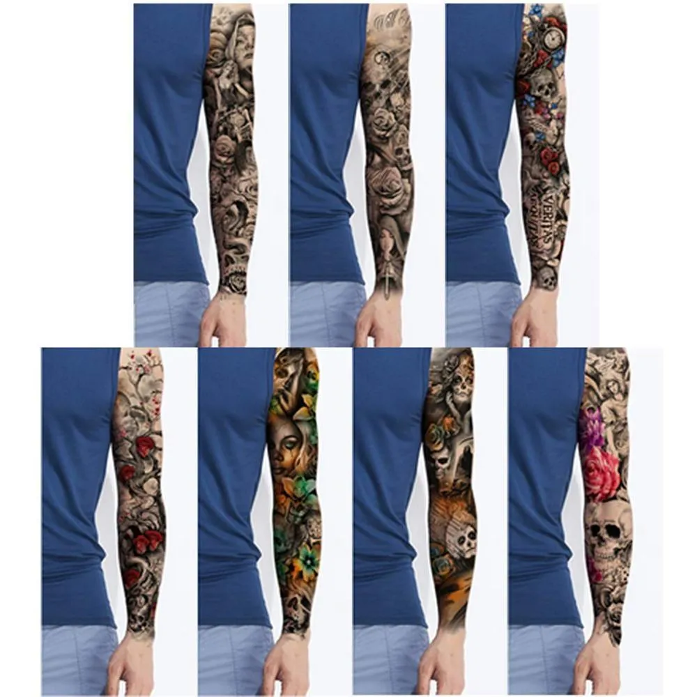Temporary Tattoos 10 20 Pcs Full Arm Stickers Waterproof For Women Men Halloween Party Masquerade 220930_voghion.com