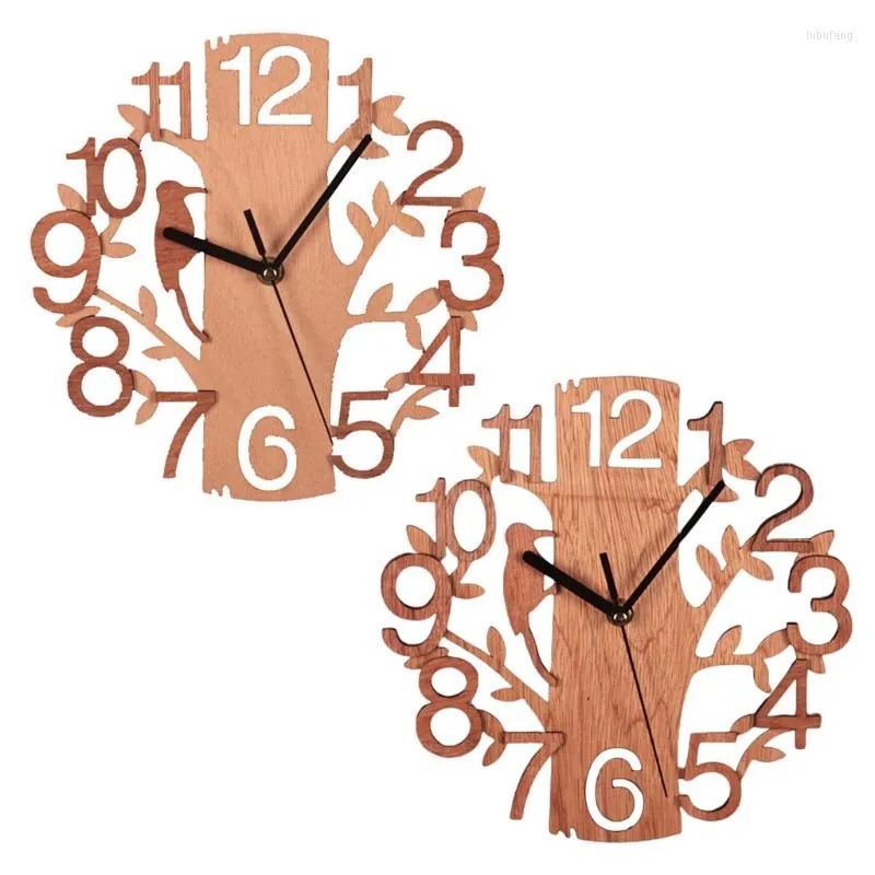 Orologi da parete 23 cm di diametro albero a forma di uccello orologio in legno casa soggiorno TV sfondo regalo