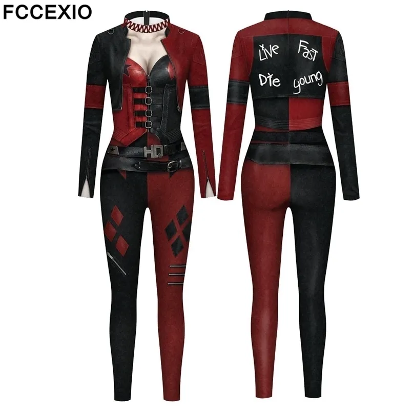 Combinaisons pour femmes Rompers FCCEXIO The Party Series Cosplay Policewoman Imprimer Manches longues Sexy Femmes Skinny Bodys élastiques 220929