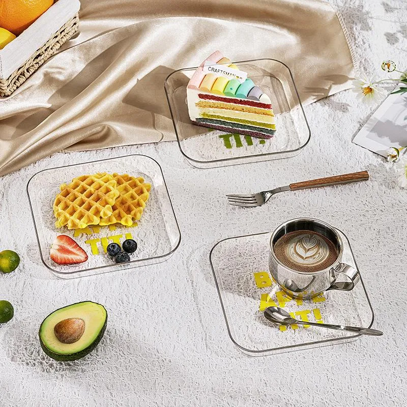 Tallrikar benplatta mellanmål tårta barn transparent känsliga fruktbord skräp förvaring plast kök rätter