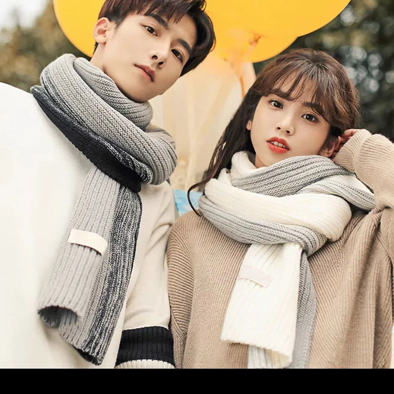 Designer m￤n och kvinnor vinter halsdukar par koreansk ull stickad m￥ngsidig f￶rtjockad varm designer halsduk
