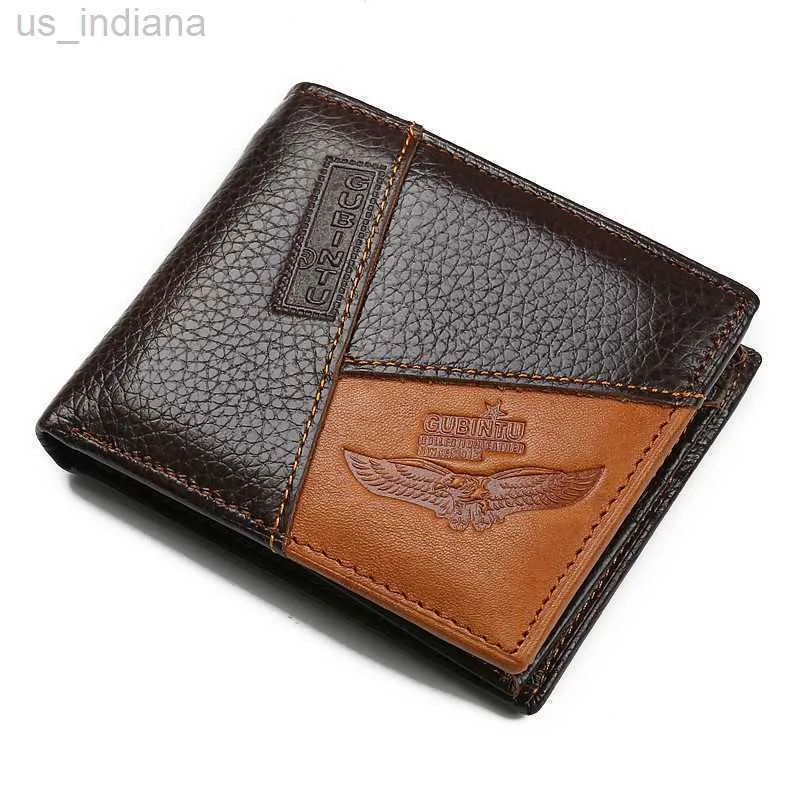 Wallets Men Wallets Genuine Cow Leather Short Design Card Holder Passcard Pocket Men Purse High Quality Brand Male wallet L220929