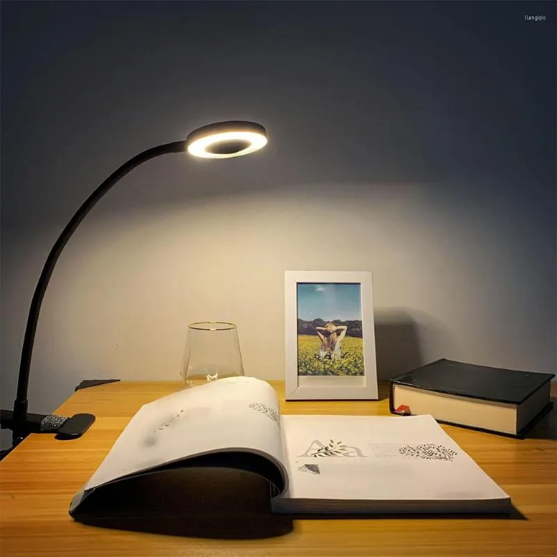 Bordslampor Klippljus LED 360 ° flexibel ljusstyrka bokläsningslampa vikbar böjbar svanhals kroppsbelysning sovsal