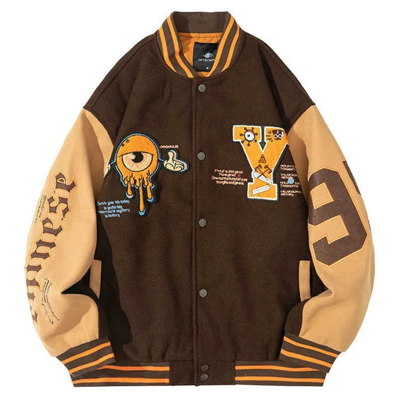 Herenjassen Hip Hop Lederen Baseball Jas Jas Mannen Patchwork Japanse Streetwear Varsity College Fashion Retro Harajuku Motorfiets vj4