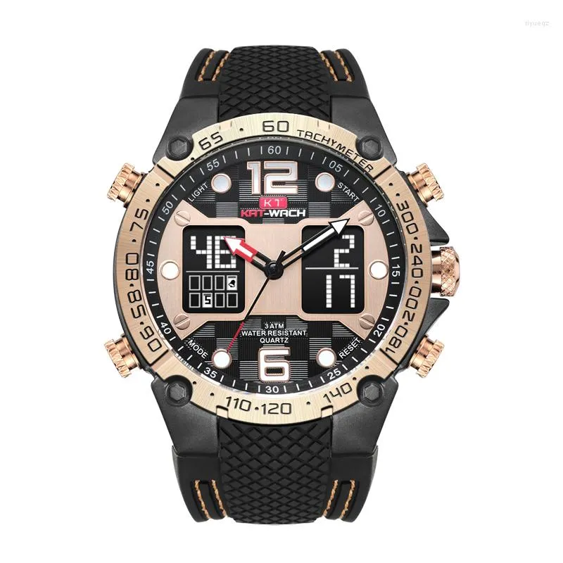 Wristwatches KT Watches Men 2022 Quartz Sports Sicilion Wrist Watch Gifts Luxury Waterproof Chronograph Analog Digital Mans Black KT717