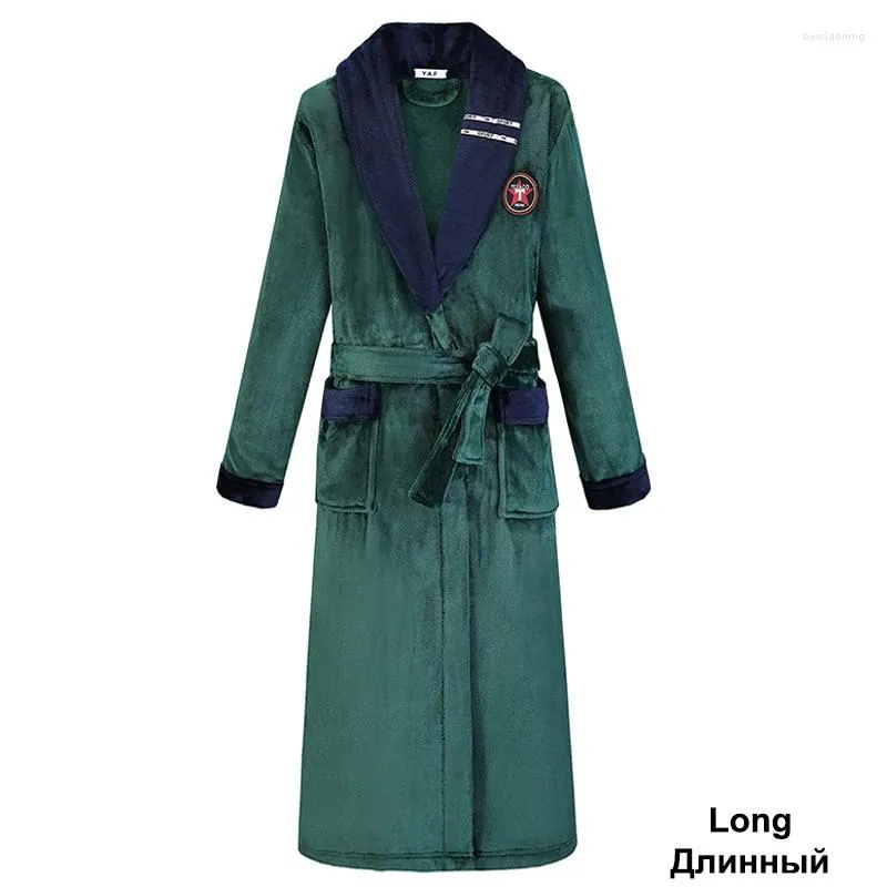 Women's Sleepwear Green Women Men Coral Kimono Bathrobe Gown Lovers Couple Flannel Nightwear Winter Ultra Thick Warm Robe