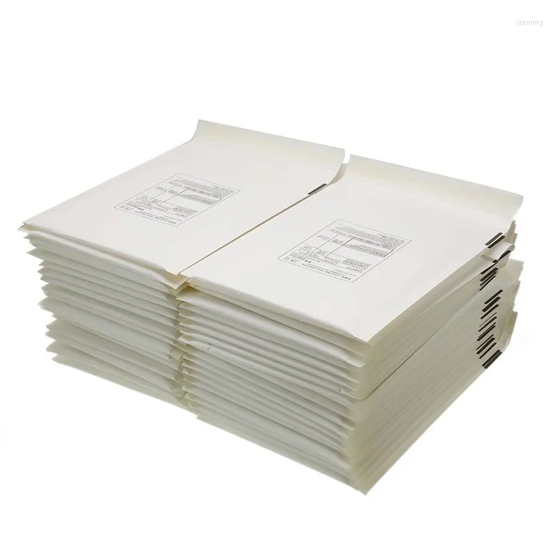 Confezione regalo 50 pz/lotto Giallo Bianco Kraft Stampa Buste di carta a bolle d'aria Borse Buste postali di diverse dimensioni Busta imbottita con