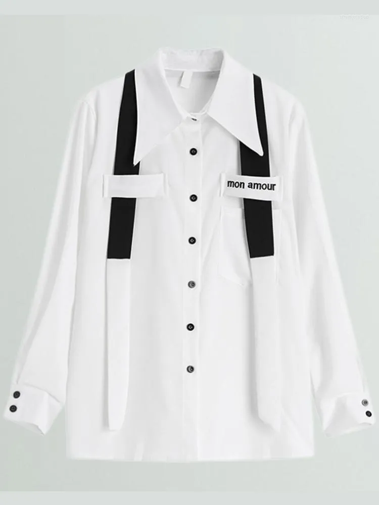 Chemisiers pour femmes 2022 chemise ample à manches longues concepteur vêtements d'extérieur polyvalent Punk Stretwear Cargo unisexe lettre bouton haut