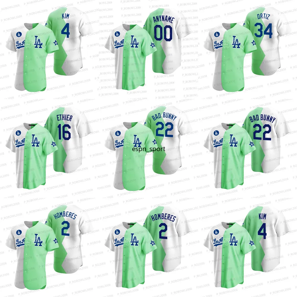 Dodgers Bad Bunny 2022 All Star Split Jerseys Celebrity Softball Game Nice Pence Action Bronson 