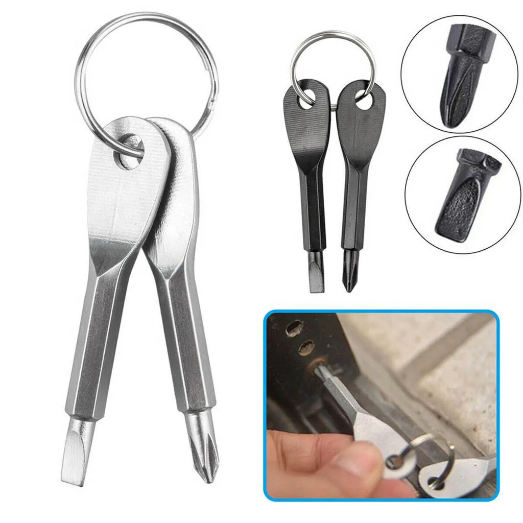 Partihandel skruvmejslar Keychain Outdoor Pocket 2 F￤rger Mini Skruvmejsel Set nyckelring med slitsade Phillips Handnyckelh￤ngen Dh78