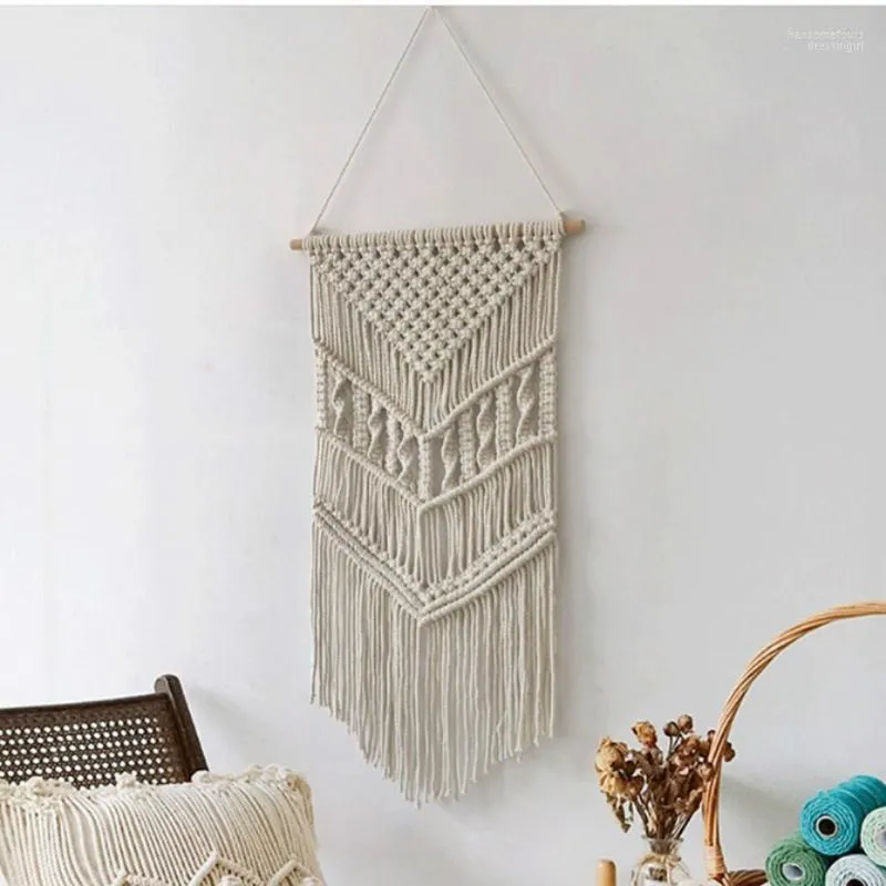 Nordique tissé à la main en macramé tenture murale américaine tapisserie salon Boho décor couverture modèle doux lit superposé1