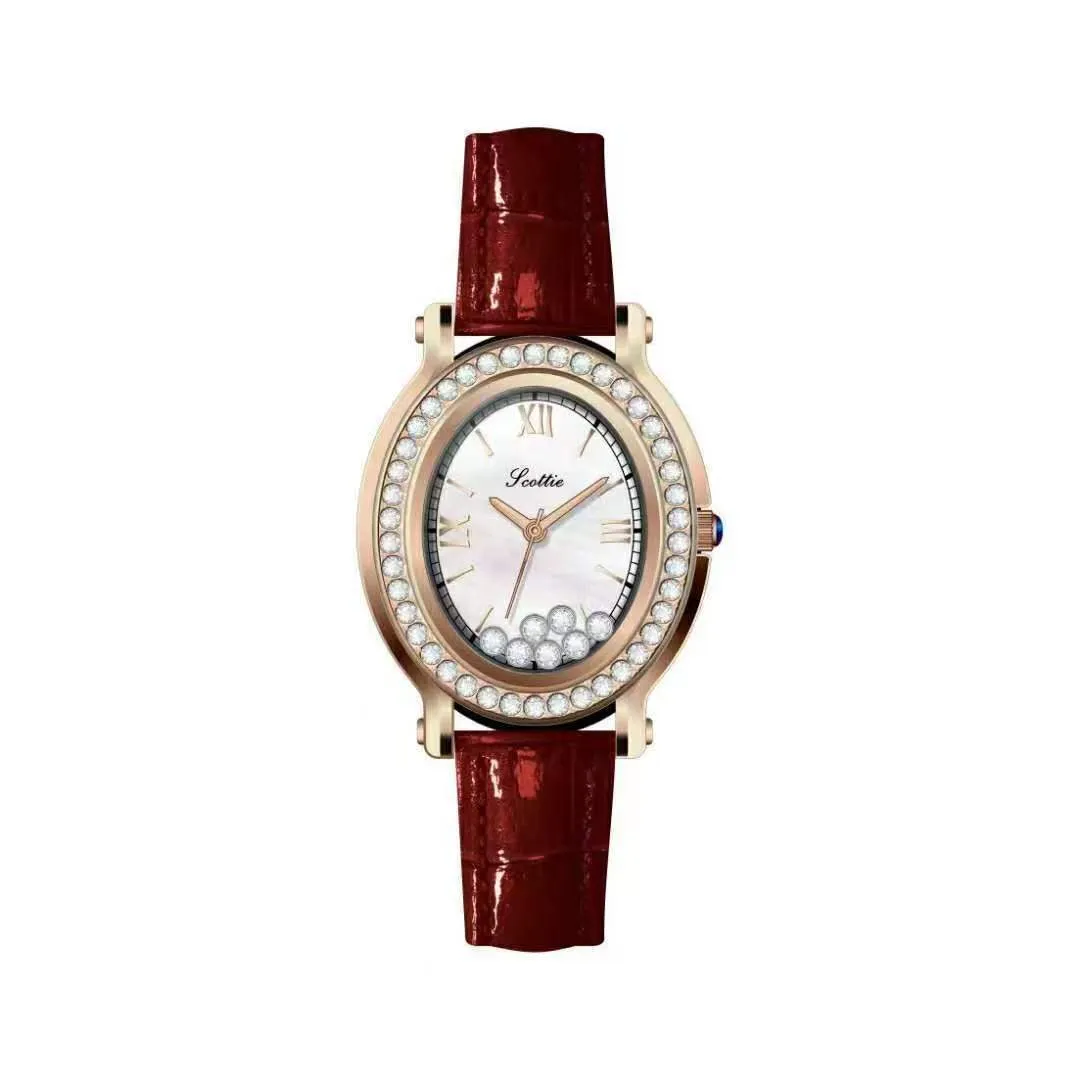 Luxury womens watches Designer Fashion Trends New Authentic Ladies Watch Roman Diamond Oval Quartz Waterproof Leather Strap women Watch Trend hgfh