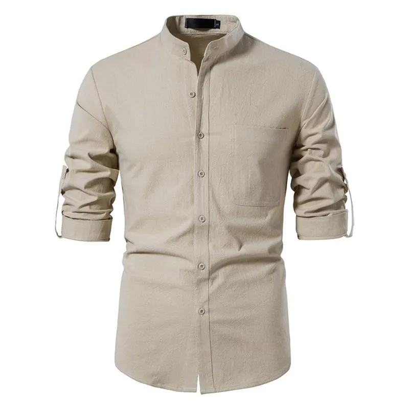 Men's T-Shirts Men's Casual Blouse Cotton Linen Shirt Loose Tops Long Sleeve Tee Spring Autumn Handsome ShirtsMen's