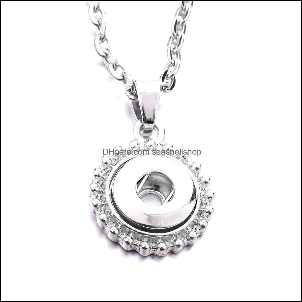 Pendant Necklaces Pendants Jewelry Sier Plated 12Mm Snap Button Necklace For Women Ginger Snaps Buttons Dhee9