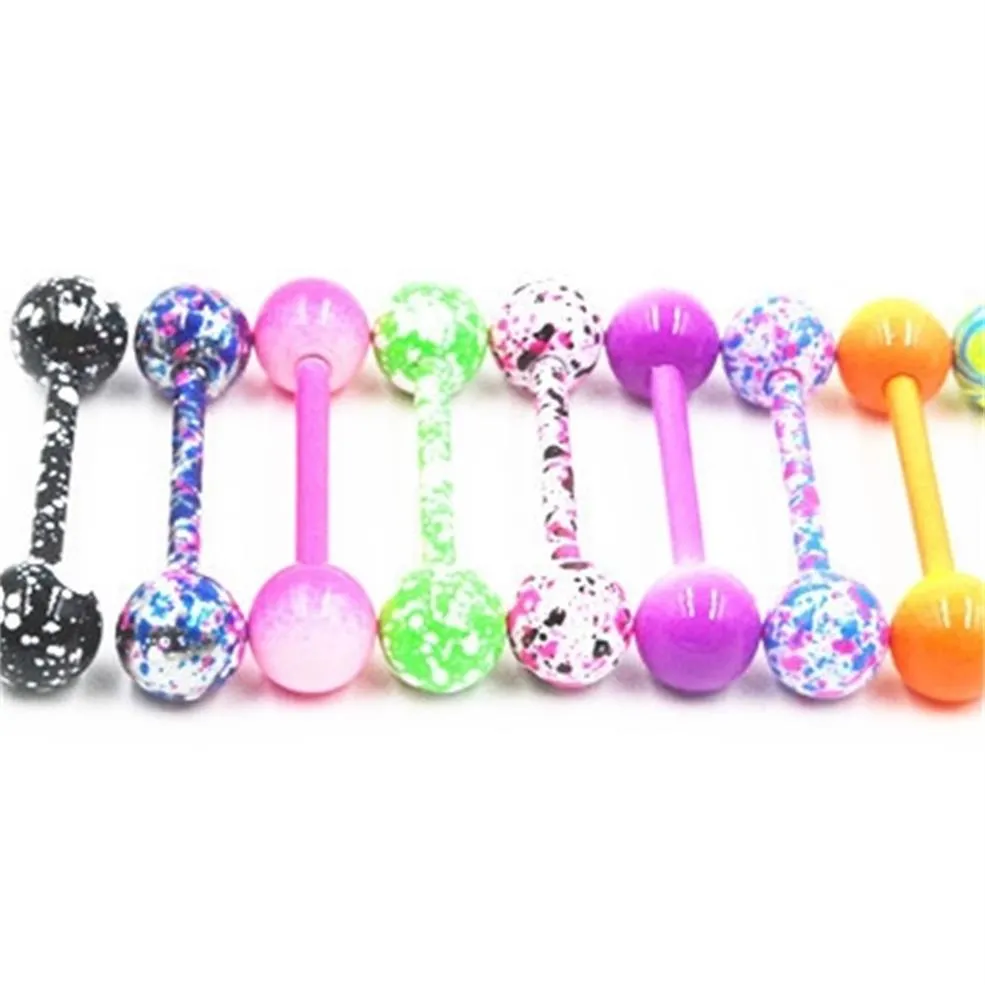 100pcs Body Jewelry Piercing Tongue Ring Barbells Nipple Bar Mix Nice Colors Christmas Gift 2278 Q2234Z
