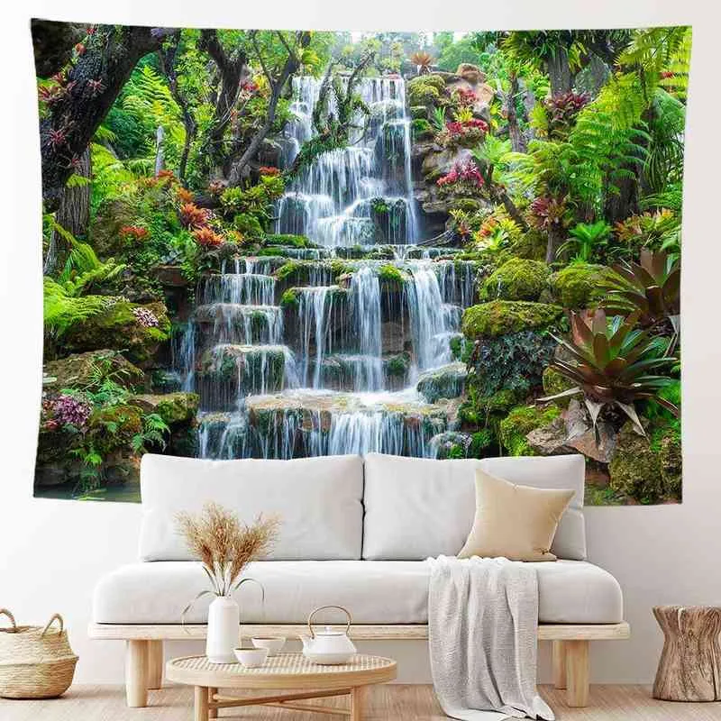 Forest Flow Carpet Wall Hanging Sand Beach Picnic Rug Camping Tent Sleeping Pad Home Decor Spread Sheet Cloth J220804