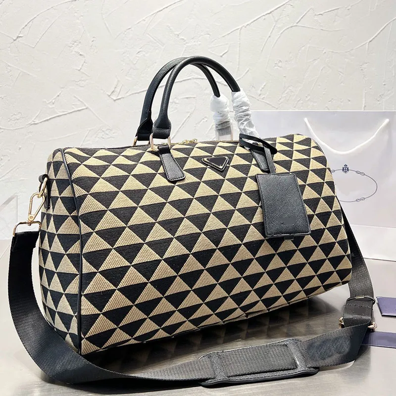Canvas Shopping Tote Bag Symbole Crossbody Bags Women Handbag Purse Geometric Triangle Letters Zipper Hardware Large Capacity Duffel Bag Detachable Wide Strap