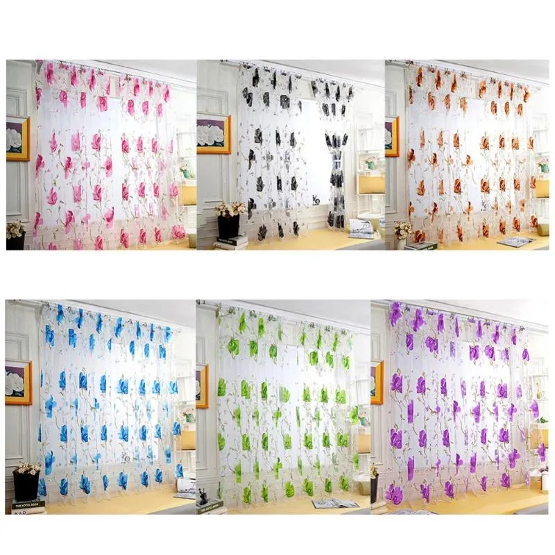 Curtain & Drapes Home Textile Flower Embroidered Luxury 3D Window Curtains Fabric Tulle Sheer For Kitchen Bedroom Living RoomCurtain