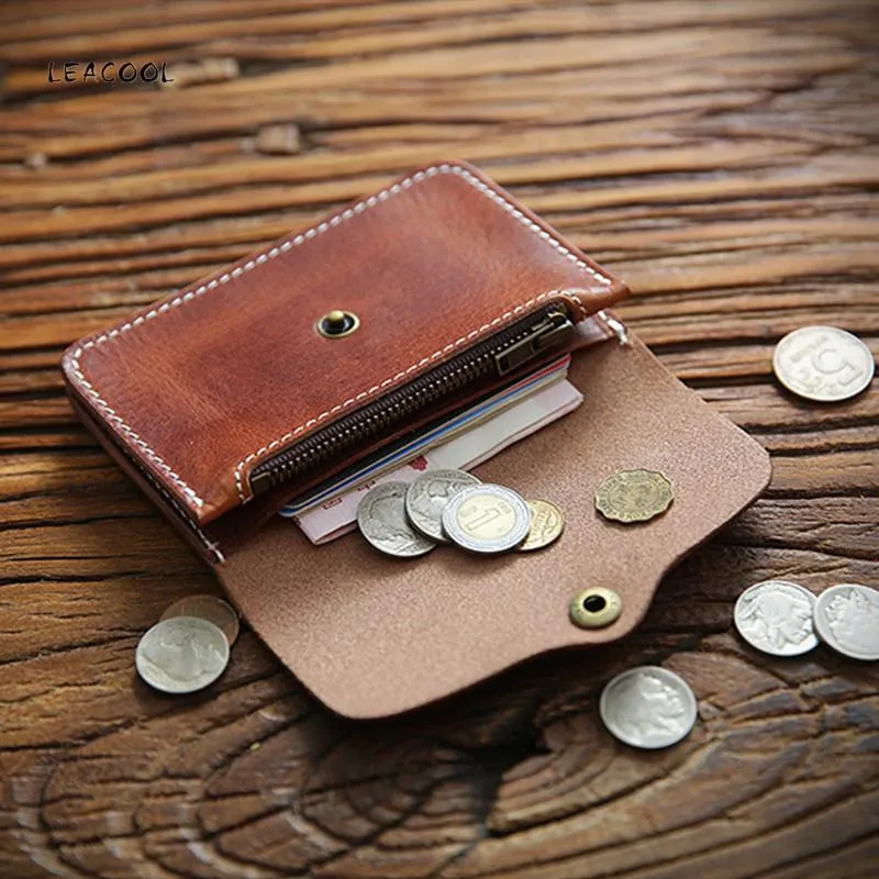 Держатели карт Винтаж мужской подлинный кожаный держатель маленький кошелек Money Bag Id Case Mini кошелек для Malecard
