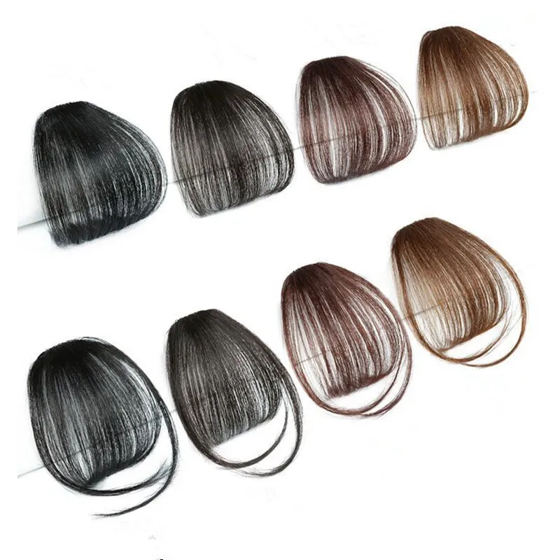 Fermaglio per capelli con frangia Wispy Natural Human Bang Hairpieces Frangia da donna con frangia finta ordinata con tempie Parrucchino per feste e abbigliamento quotidiano