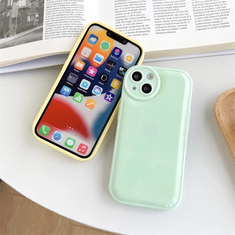 Glossy Candy Color tpu soft airbag Cases For iPhone 15 14 13 12 11Pro X XS XR MAX 8 7 Plus Cell Phone Protection Cover beautiful case for girls pouch bag