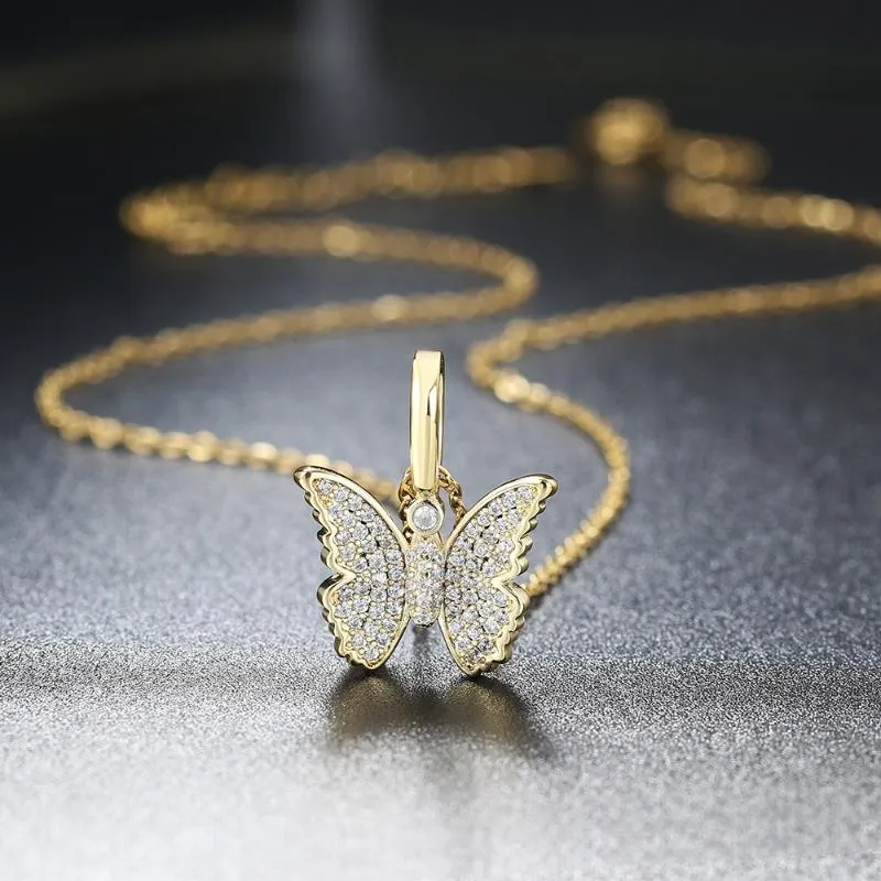 Hanger kettingen Iced Out Out Butterfly ketting vrouwen esthetisch Koreaanse mode kristal choker ketting op de nek goud kleur sieraden ohp124penda